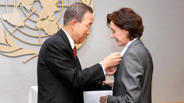 UN Under-Secretary General Rima Khalaf with former UN Secretary General Ban Ki-moon