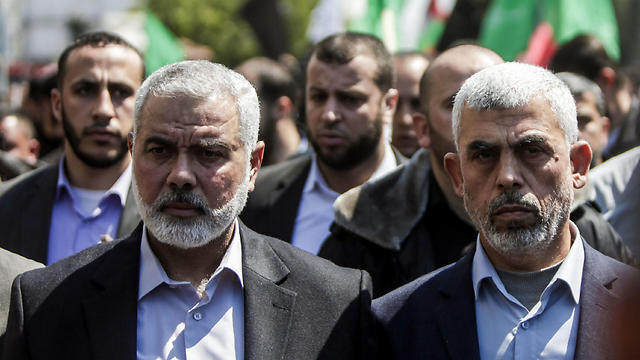 Hamas leaders Ismail Haniyeh and Yahya Sanwar. The change of leadership, alongside a new charter, allegedly symbolize a dynamic movement adapting to a changing reality (Photo: AFP)