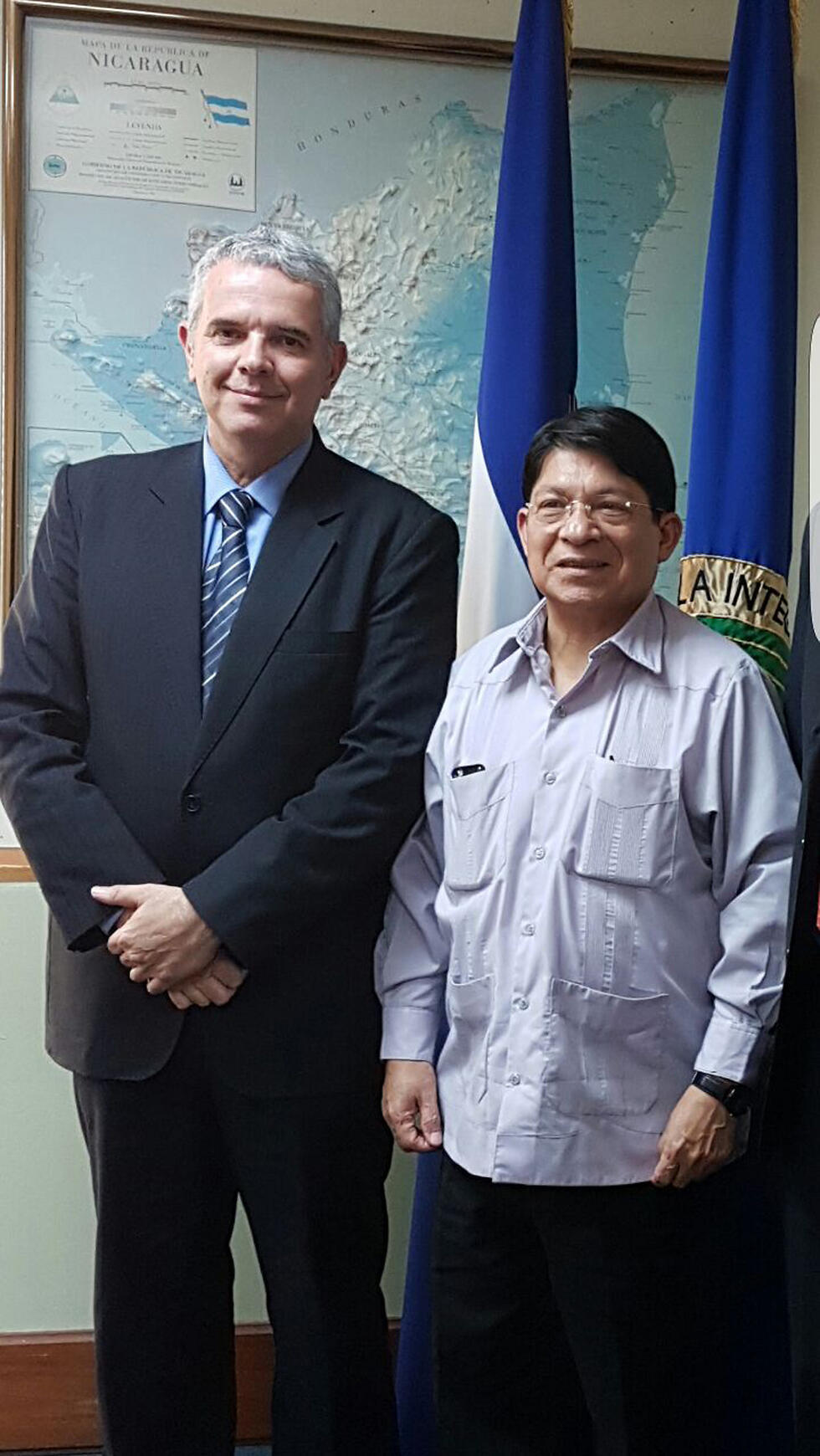 L to R: Deputy Director General of the Foreign Ministry's Division for Central and South America Modi Efraim with Nicaragua's Foreign Minister Denis Moncada