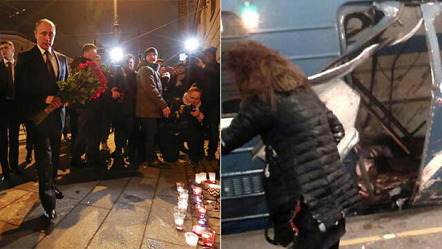 Путин на месте теракта. Фото: MCT (צילום: MCT, רויטרס) Путин на месте теракта. Фото: MCT