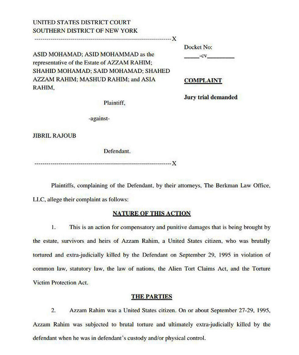 Suit against Rajoubnullnull Suit against Rajoub