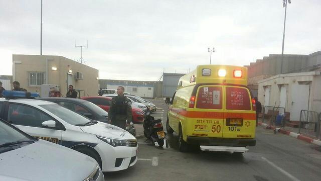 Medical crews at the checkpoint after the attack