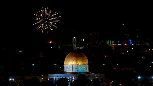 Temple Mount during the Independence Day celebrations (Photo: AFP) (צילום: AFP) Temple Mount during the Independence Day celebrations (Photo: AFP)