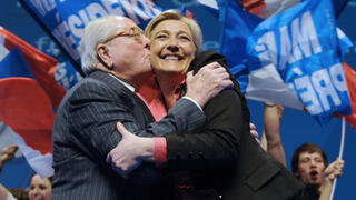 Marine Le Pen with her father, who was known for his antisemitic views