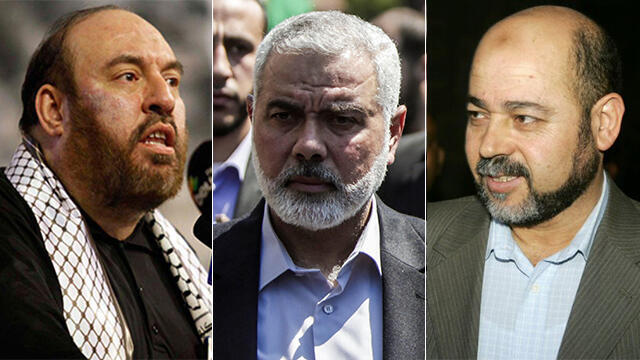 L to R: Nazzal, Haniyeh and Abu Marzuq (Photos: Ap, Reuters)