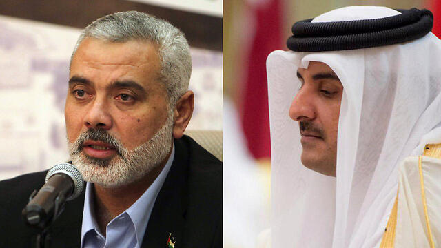 Hamas leader Ismail Haniyeh and Qatar Emir (Photos: AFP, Reuters) (צילום: רויטרס, AFP) Hamas leader Ismail Haniyeh and Qatar Emir (Photos: AFP, Reuters)