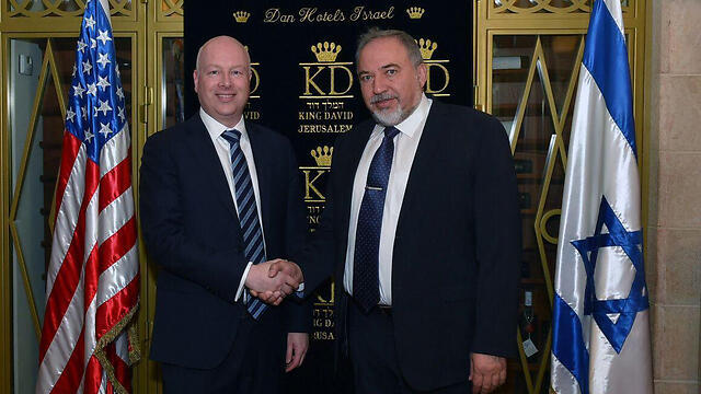 Jason Greenblatt with former defense minister Avigdor Liberman in Jerusalemnullnull Jason Greenblatt with former defense minister Avigdor Liberman in Jerusalem