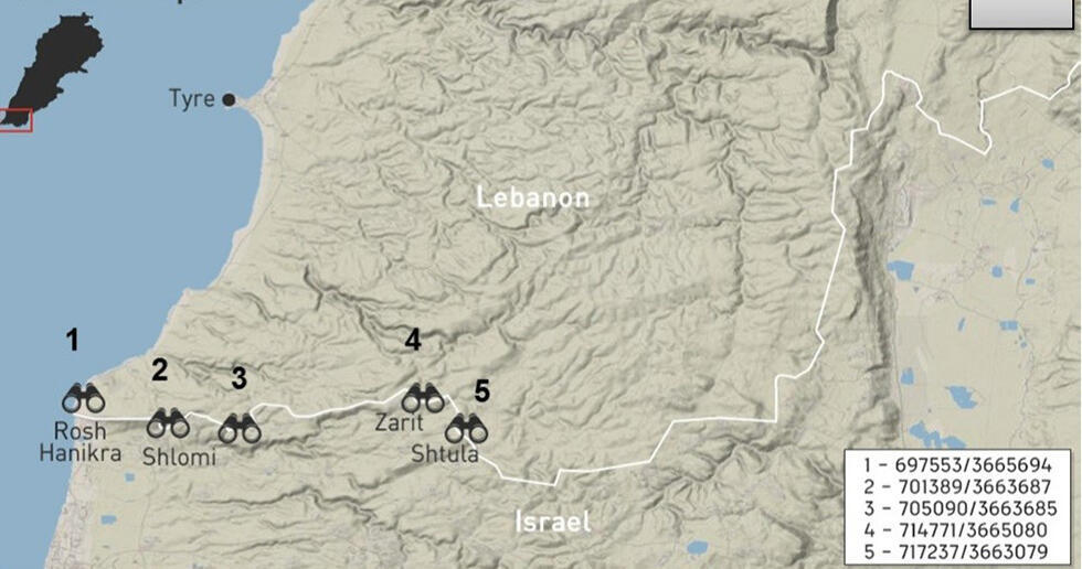 Map detailing the observation posts along the border.