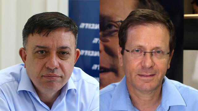 Herzog (R) and Gabbay (Photo: Yariv Katz and Abigail Uzi)
