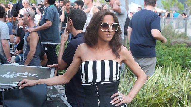 Singer Dana International at the rally (Photo: Motti Kimchi)