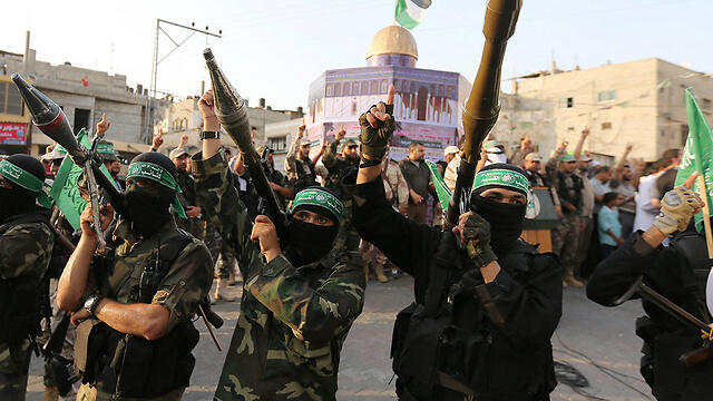 A Hamas military procession in Gaza (Photo; Reuters)