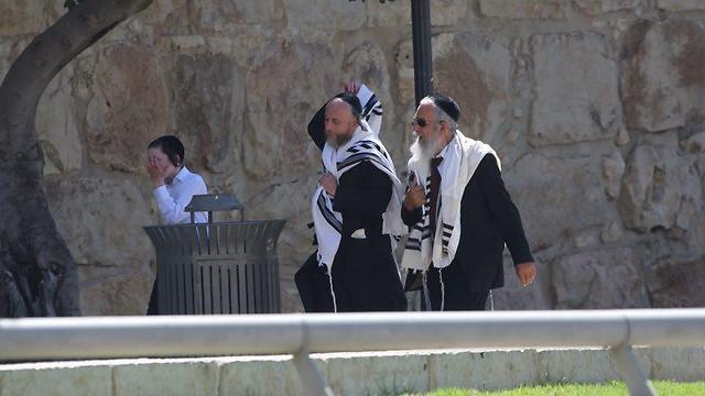 Two Haredi men in Jerusalem's Old City