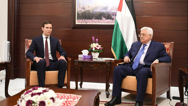 Jared Kushner with Mahmoud Abbas, during his visit to the Middle East
