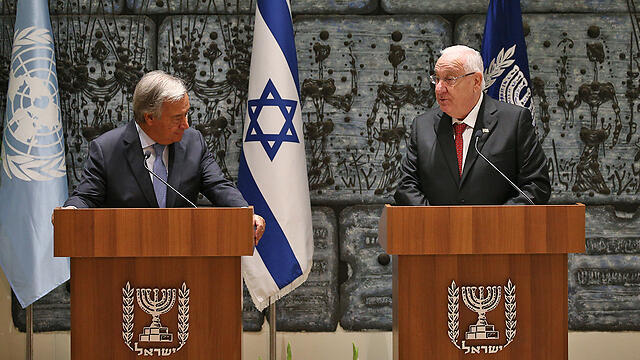 Guterres and Rivlin (Photo: Ohad Zwigenberg)