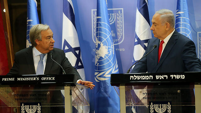 PM Netanyahu and UN Secretary-General António Guterres (Photo: Alex Kolomoisky) (צילום: אלכס קולומויסקי) PM Netanyahu and UN Secretary-General António Guterres (Photo: Alex Kolomoisky)