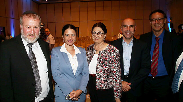 Naveh, second from the right, with the top officials of the justice system (L-R): Attorney General Mandelblit, Justice Minister Shaked, Supreme Court Chief Justice Hayut and State Prosecutor Nitzan