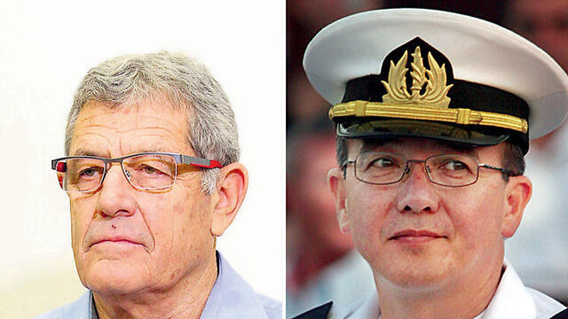 State witness Miki Ganor (L) and former navy commander Eliezer "Chiney" Marom