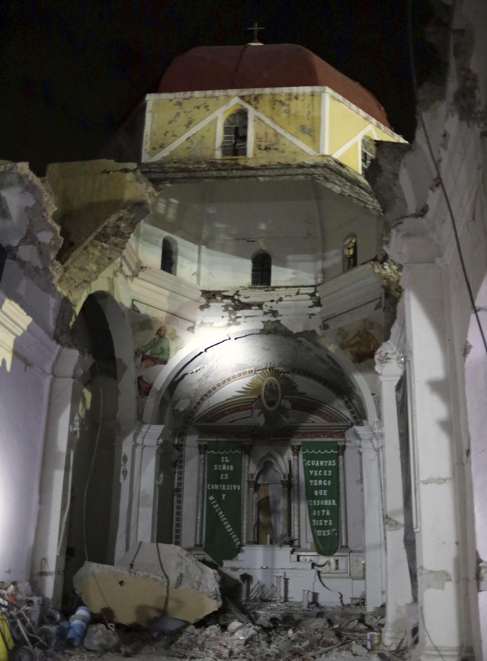 The collapsed church in Atzala (Photo: AP)