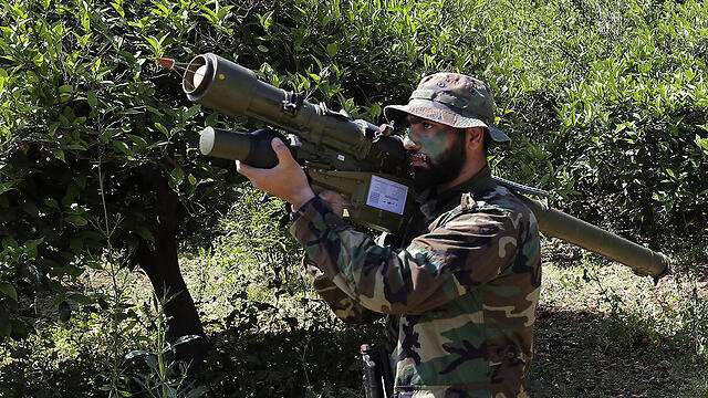 Hezbollah militant near the Lebanon-Israel border