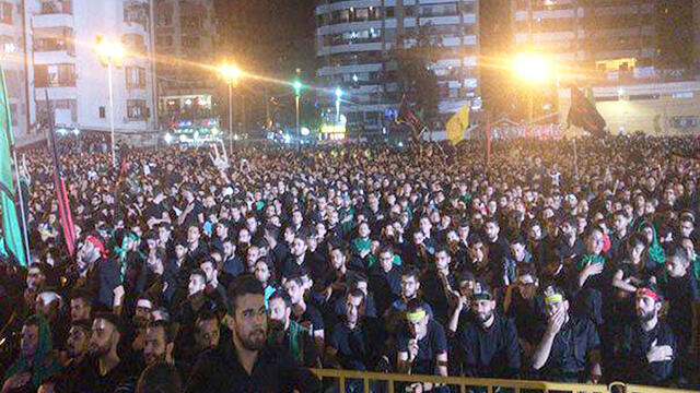 Thousands of Hezbollah supporters watch Nasrallah's speech