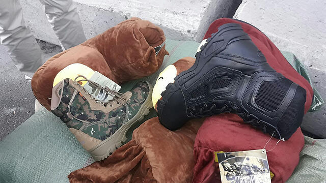 Professional military boots smuggled inside fake slippers