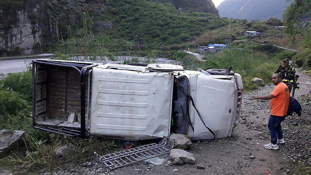 The jeep after it overturned several times, falling into a canyon