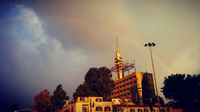 Rainbow apearing in Tel Aviv after the rain