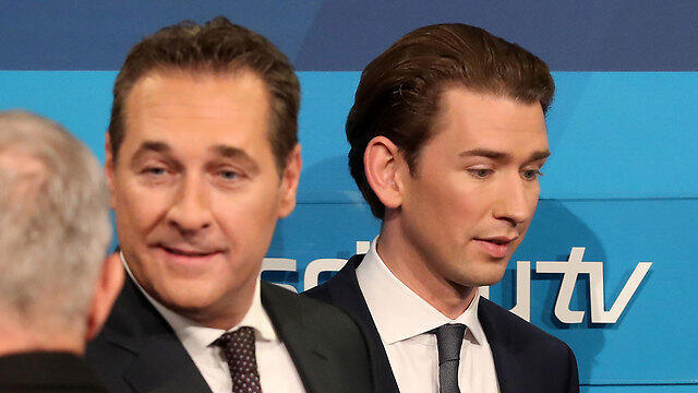 New Chancellor Kurz (R) formed a coalition with Strache's far-right FPO party