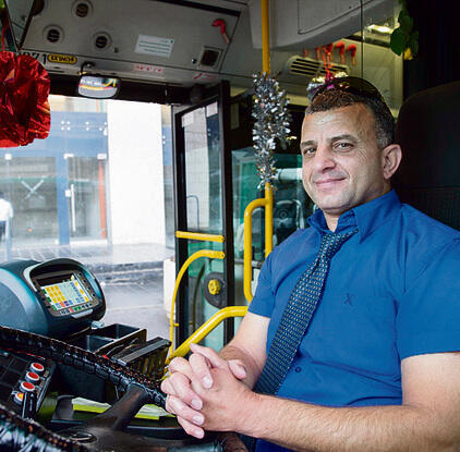 East Jerusalem bus driver Ihab paid for the decorations with his own money