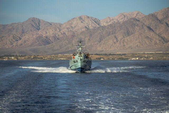 A Dvora patrol boat sails across the Red Sea