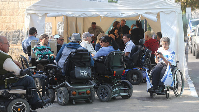 The newly erected disabled protest tent will be manned 24 hours a day