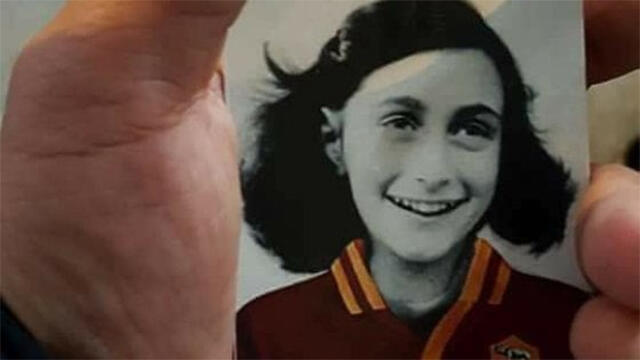 A photo of Anne Frank superimposed with a soccer uniformnullnull A photo of Anne Frank superimposed with a soccer uniform