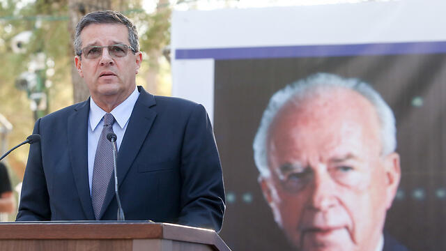 Yuval Rabin at his his father's memorial at Mt. Herzl
