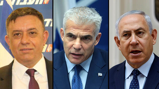 Labor leader Avi Gabbay, Yesh Atid leader Yair Lapid and Likud leader Benjamin Netanyahu
