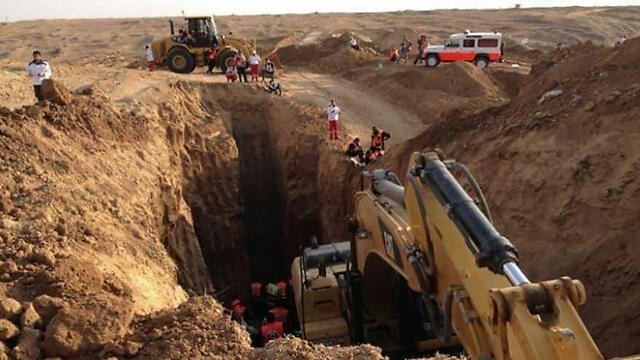 The detonated tunnel on the Palestinian side of the border