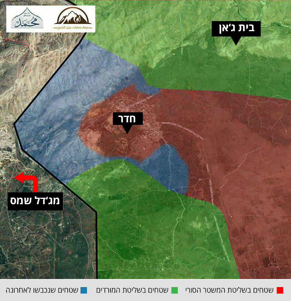 Карта, на которой указано расположение деревни Хадер (в центре)