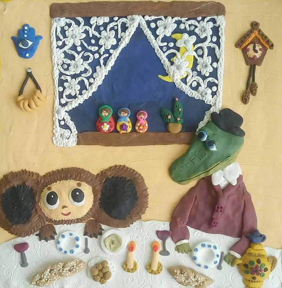 Работа Гили Дробер. Чебурашка и Гена встречают шабат