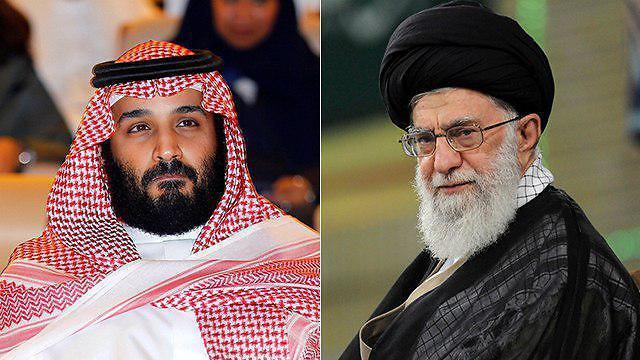 Prince Bin Salman (L) and Iran's Supreme Leader Khamenei