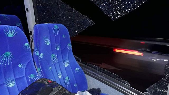 One of the buses pelted with stones in Wadi Ara, Saturday