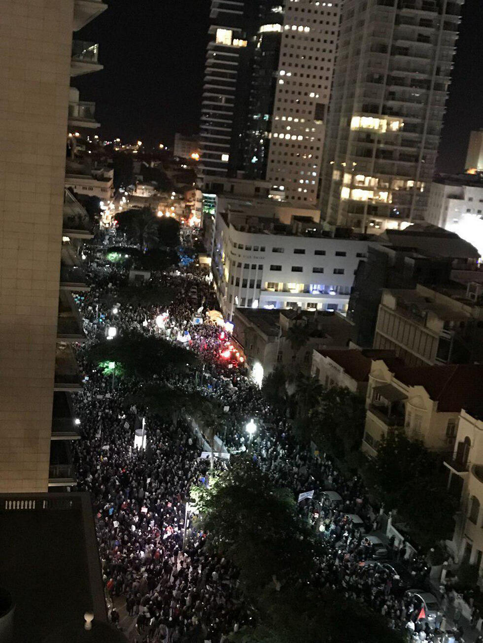 An aerial view of the protest