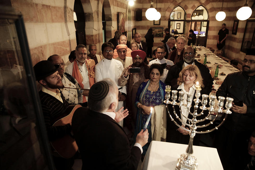 Bahrain delegation at menorah lighting