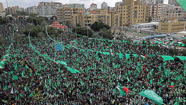 Hamas rally in Gaza (צילום: EPA) Hamas rally in Gaza
