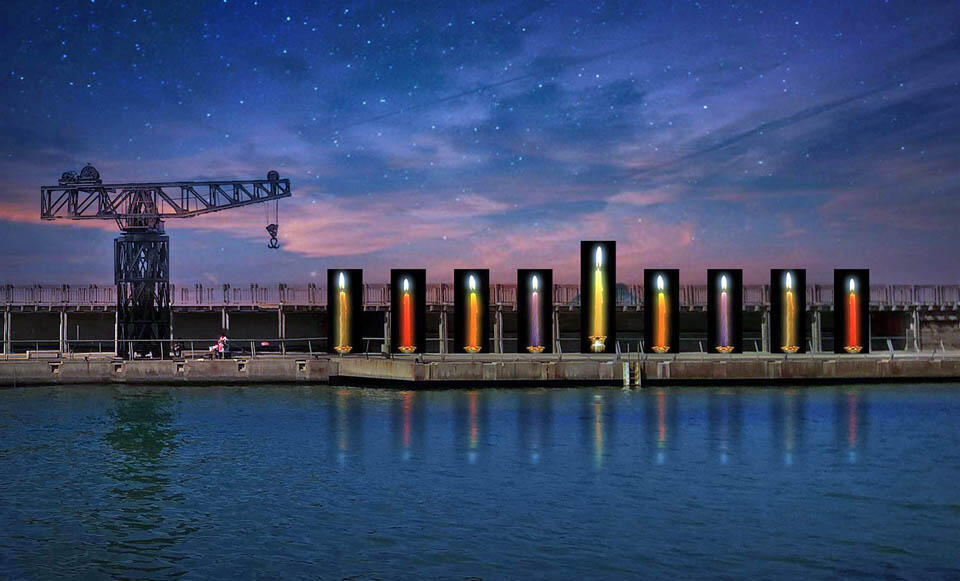 Интерактивный ханукальный светильник в порту Тель-Авива Фото: пресс-служба