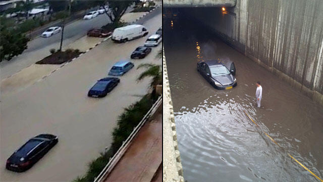 Затопление во время дождя в новом районе в Ашкелоне. Фото: Дан Гур (צילום: דן גור) Затопление во время дождя в новом районе в Ашкелоне. Фото: Дан Гур
