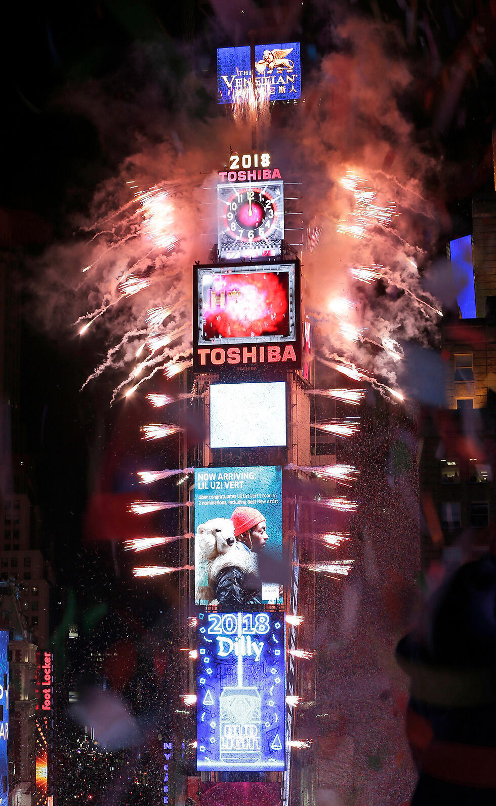 The ball dropping in NYC