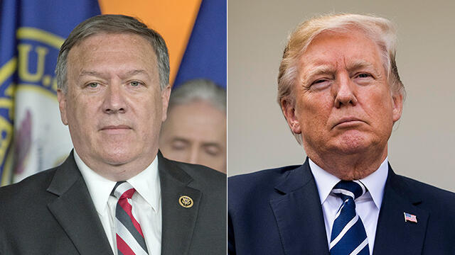 New Secretary of State Pompeo (L) was appointed by President Trump to carry out his aggressive line on Iran (צילום: MCT, רויטרס) New Secretary of State Pompeo (L) was appointed by President Trump to carry out his aggressive line on Iran