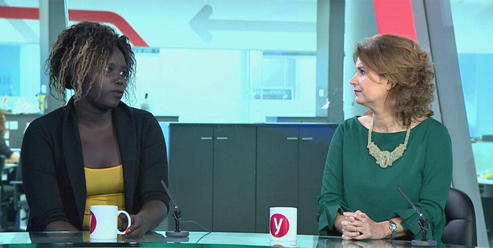 Former Sudanese refugee Kerba (L) and MK Rozin spoke on behalf of refugees