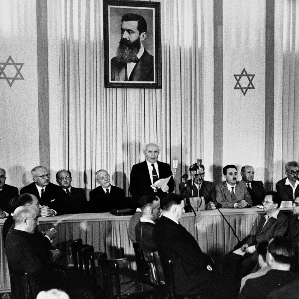 Descendants of the Declaration of Independence signatories participated in a reenactment in the Knesset