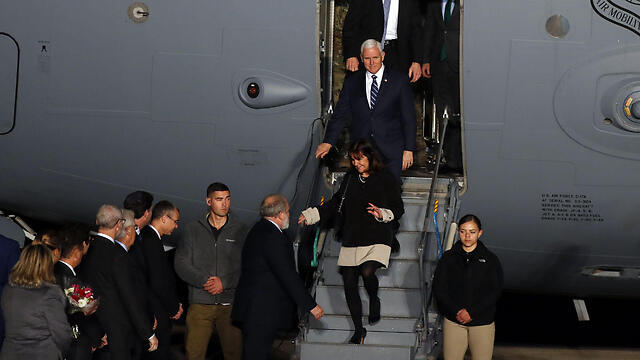 US VP Mike Pence descends plane after landing in Israel