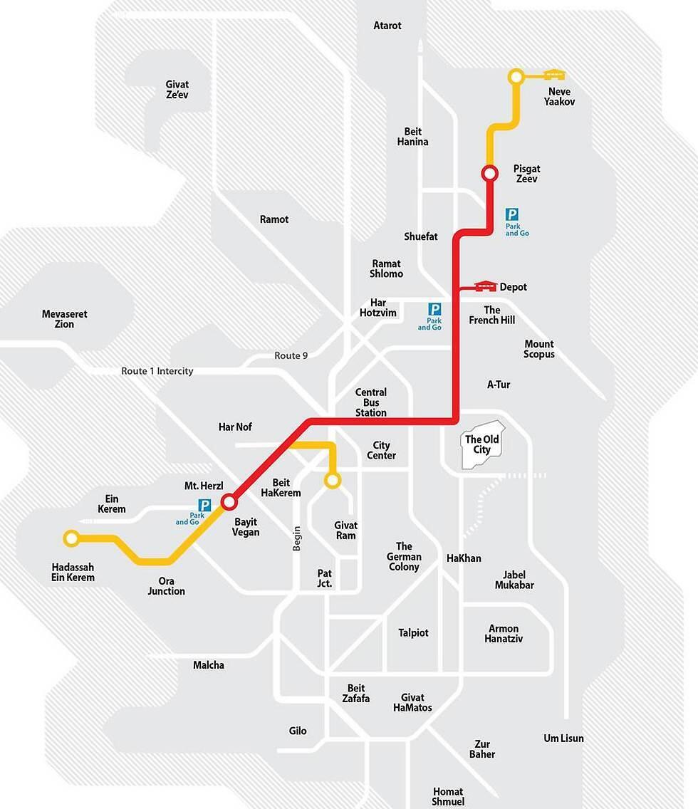 Red line route including expansions (Photo: Ministry of Transportation) Red line route including expansions